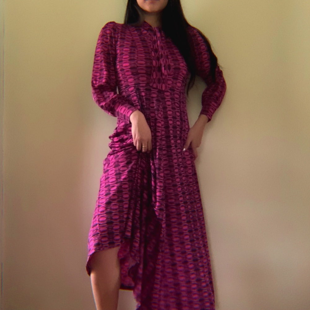 ‼️SOLD‼️Vintage funky print pink long sleeve maxi